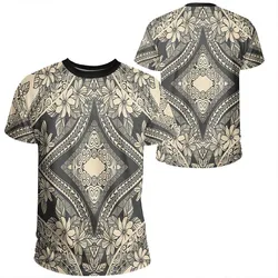 Polynesian Plumeria Mix Gray T-Shirt