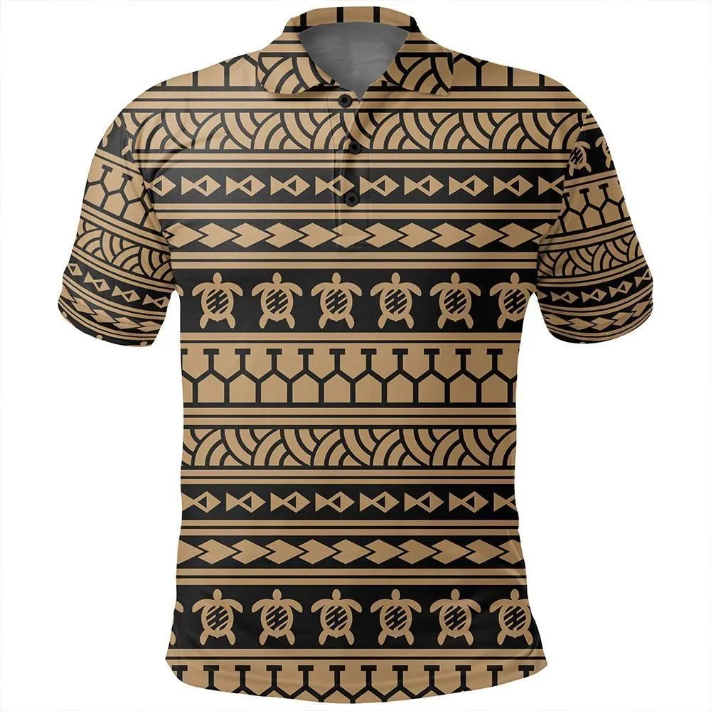Unisex Polynesian Tattoo Tribal Gold Polo Shirt