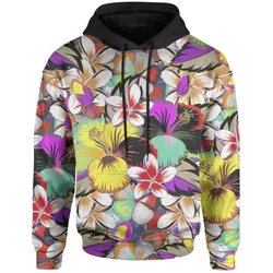Polynesian Hoodie - Hibiscusnd Plumeria Patterns