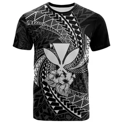 Polynesian Hawaii T shirt White - Spiral Pattern Hibiscus