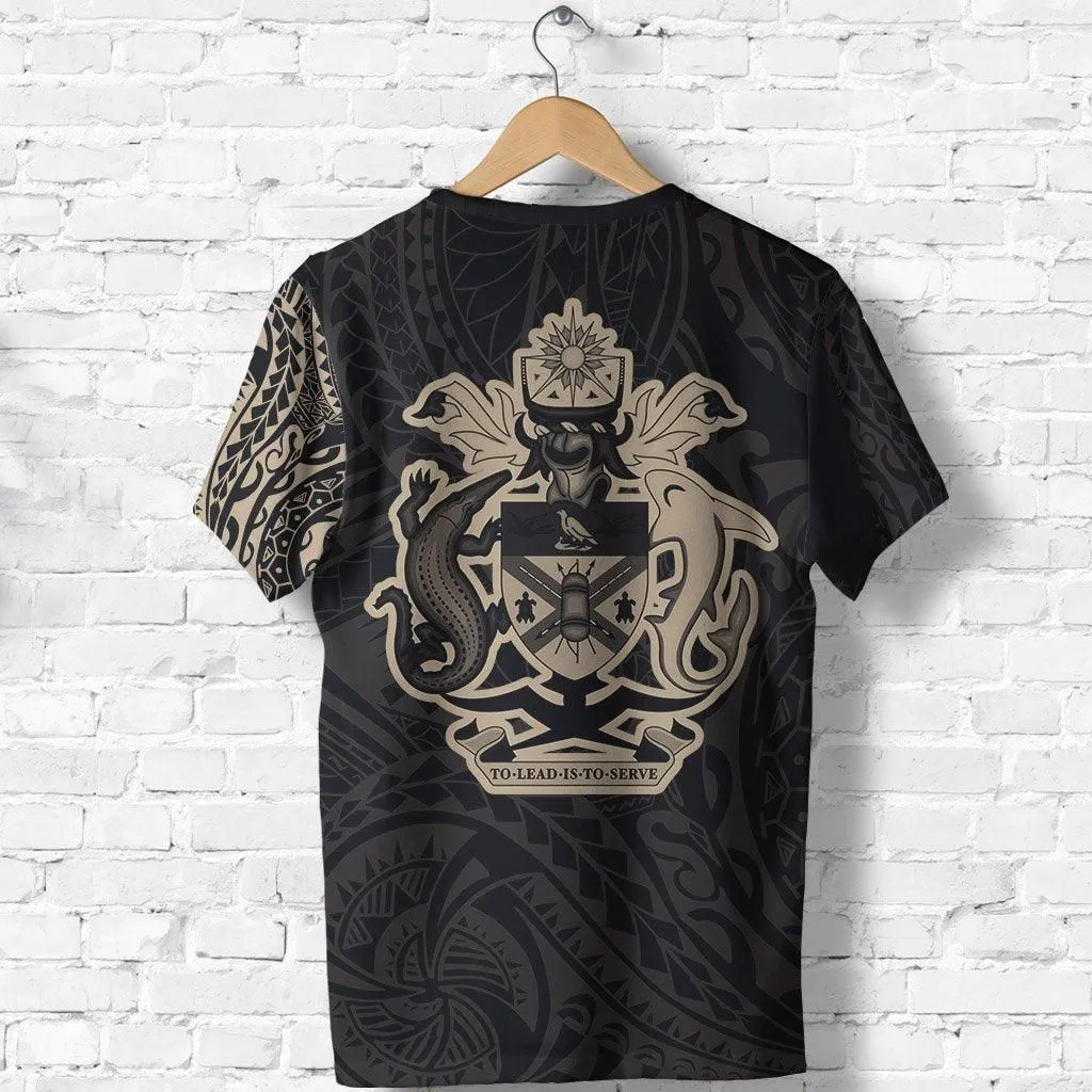Solomon Islands T shirt - Solomon Islands Coat Of Arms Polynesian Tattoo Style