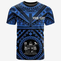 Fiji Personalised T-Shirt - Fiji Seal With Polynesian Tattoo Style ( Blue)