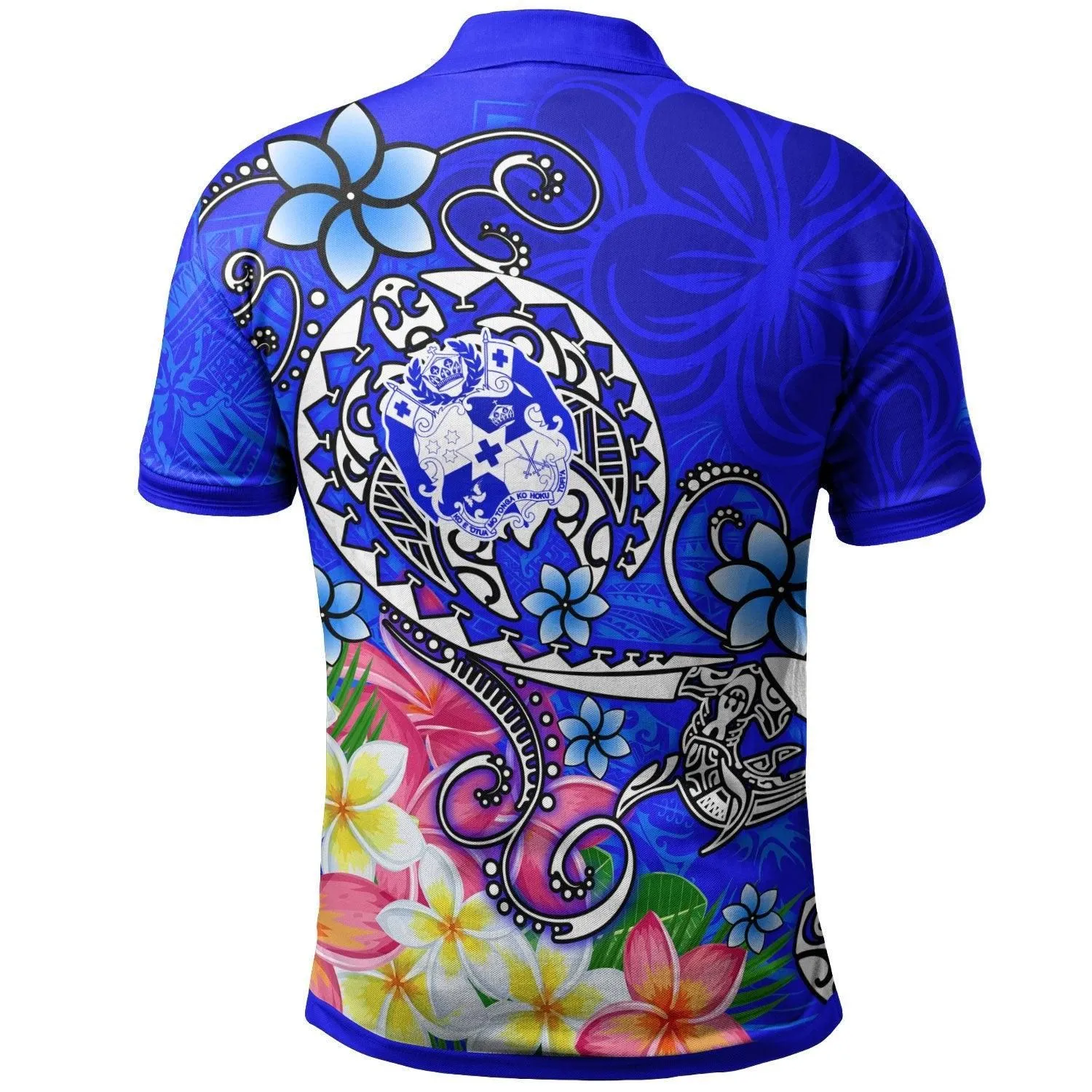 Tonga Polo Shirt - Turtle Plumeria (BLUE)