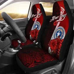 Northern Mariana Islands Polynesian Custom Personalised Car Seat Covers - Coat Of Arm With Hibiscus