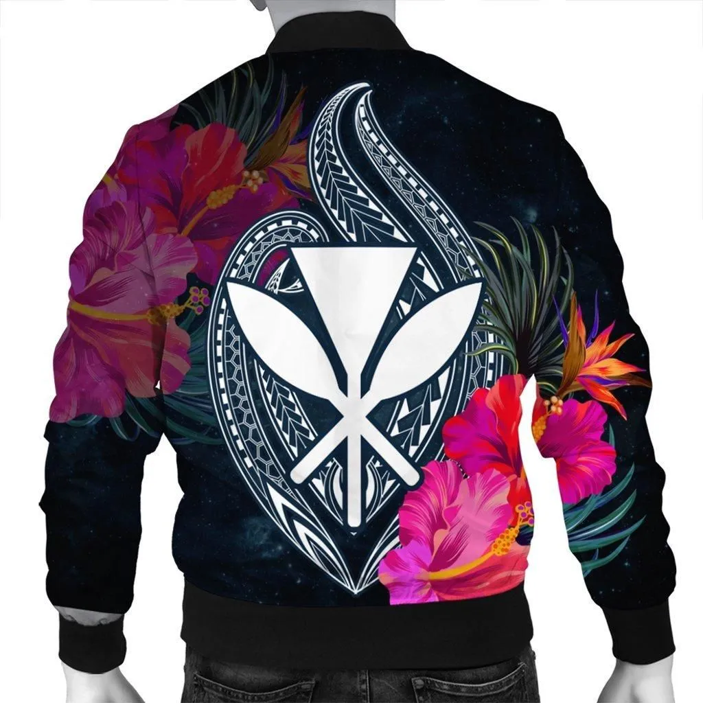 Hawaii Kanaka Polynesian Hibiscus Bomber Jacket - AH