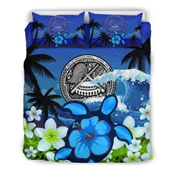 American Samoa Bedding Set Turtle Hibiscus