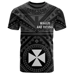 Wallis and Futuna T-Shirt- Wallis and Futuna Seal With Polynesian Tattoo Style