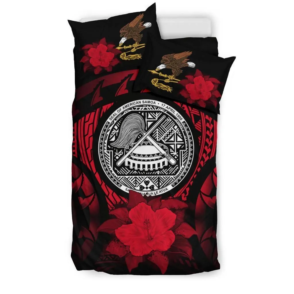 American Samoa Red Hibiscus Bedding Set