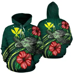 Hawaii Polynesian Hoodie - Green Turtle Hibiscus - BN12