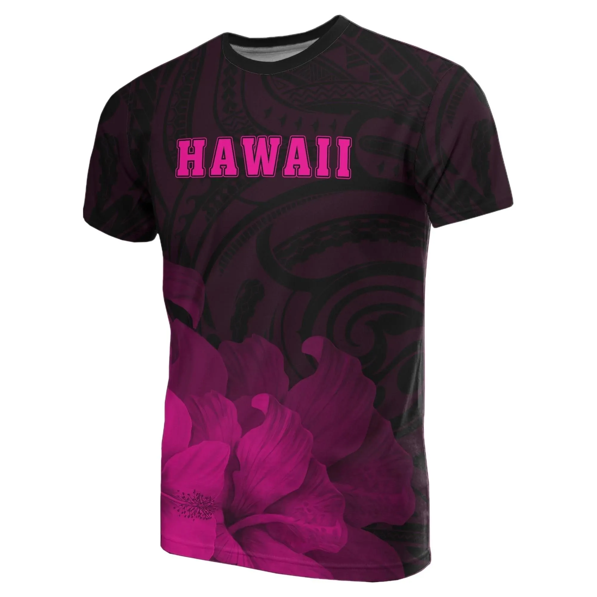 Hawaii State Hibiscus Pink Polynesian T-Shirt - Floral Style - AH - J1