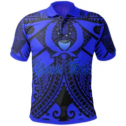Pohnpei Custom Personalised Polo Shirt - Blue Seal with Polynesian Tattoo