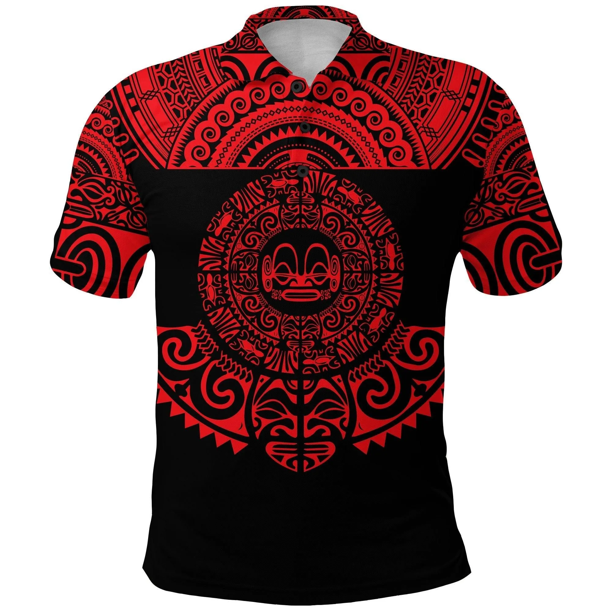 (Custom Personalised) Marquesas Islands Polo Shirt Marquesan Tattoo Simplified Version - Red LT8