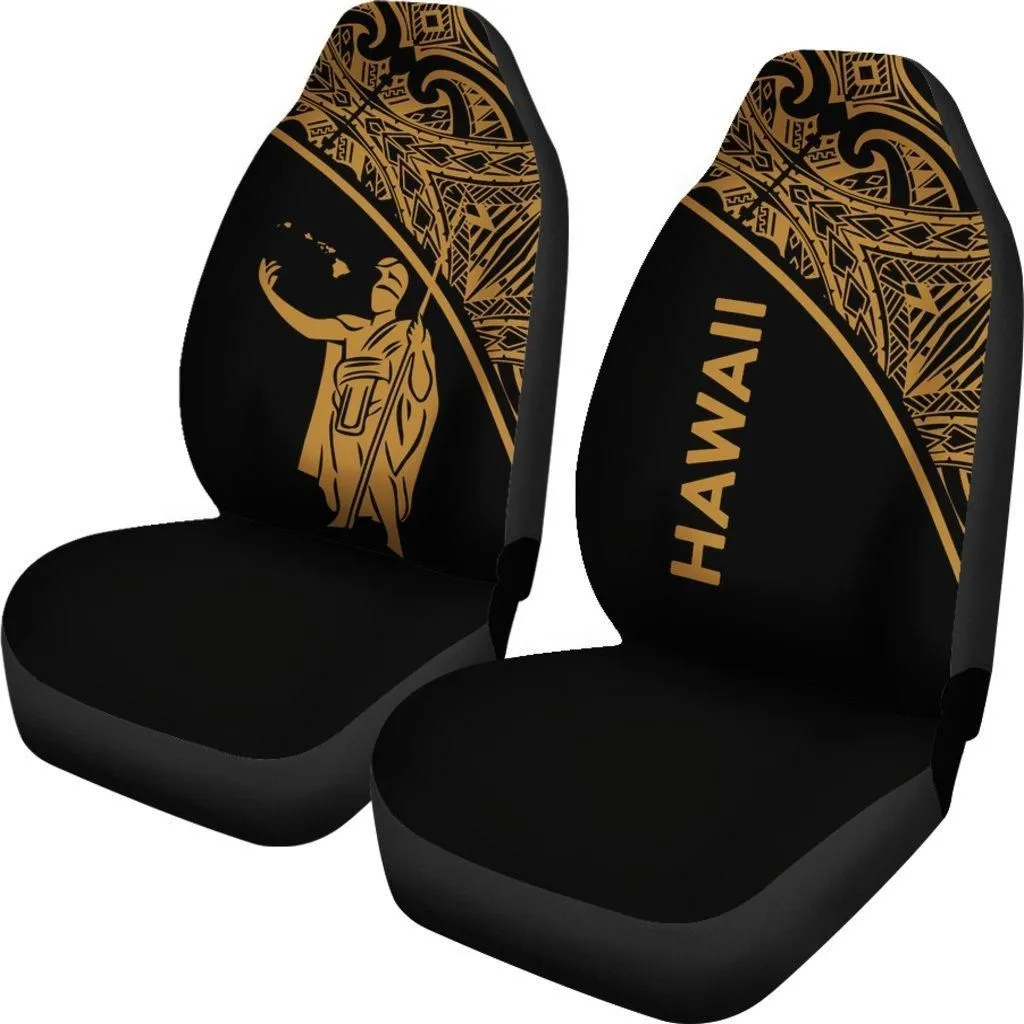 Hawaii Car Seat Covers - Kamehameha King Polynesian Gold Curve
