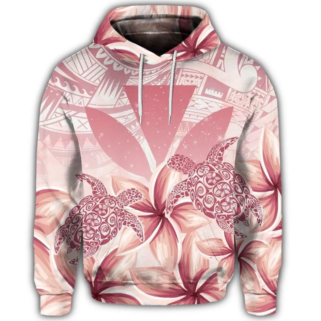 Hawaiian Turtle Kanaka Plumeria Polynesian Hoodie Pink