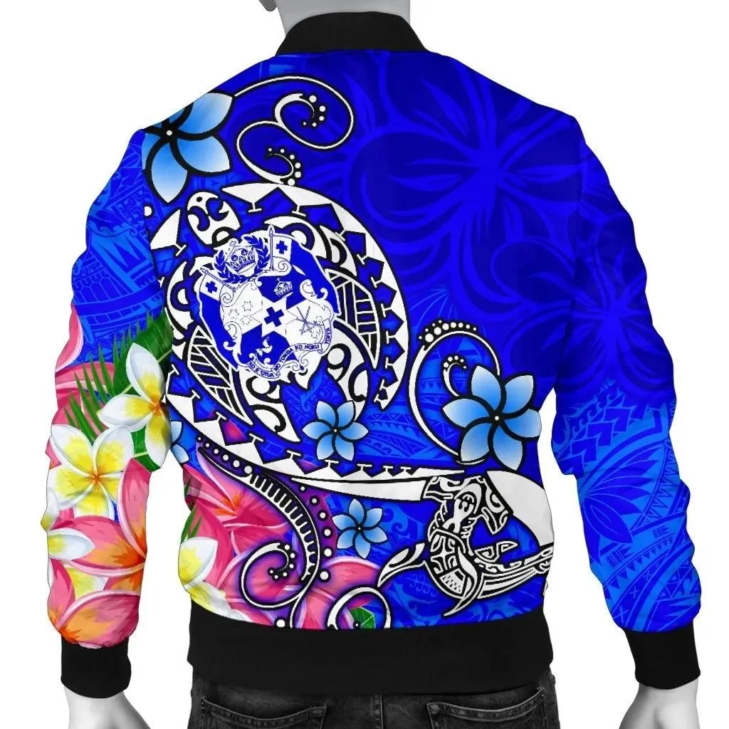 FamilyGater Jacket - Bomber Jacket Tonga - Turtle Plumeria (Blue) - BN18