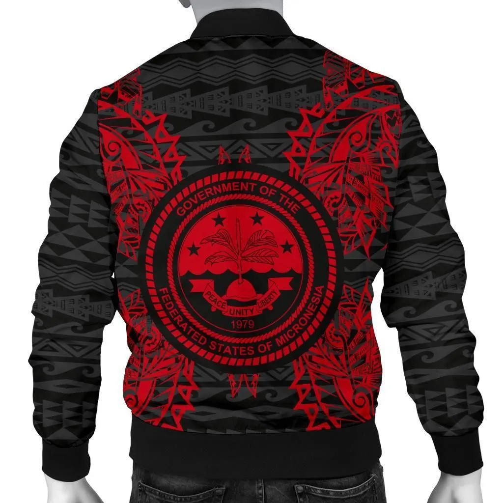 Federated States Of Micronesia Polynesian Mens Bomber Jacket Map Red
