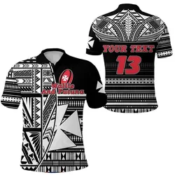 (Custom Personalised) Wallis and Futuna Rugby Polo Shirt Polynesian Clever Black - Custom Text and Number