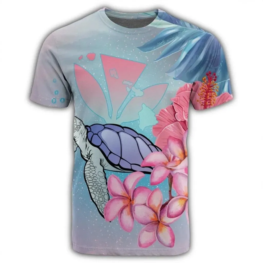 Alohawaii Tee - Hawaii Map Kanaka Turtle Galaxy Night Plumeria Hibiscus T-shirt AH - J5R