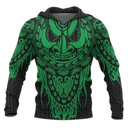 Polynesian Hoodie - Tattoo Tiki Green