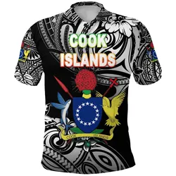 (Custom Personalised) Cook Islands Rugby Polo Shirt Unique Vibes Coat Of Arms - Black, Custom Text and Number