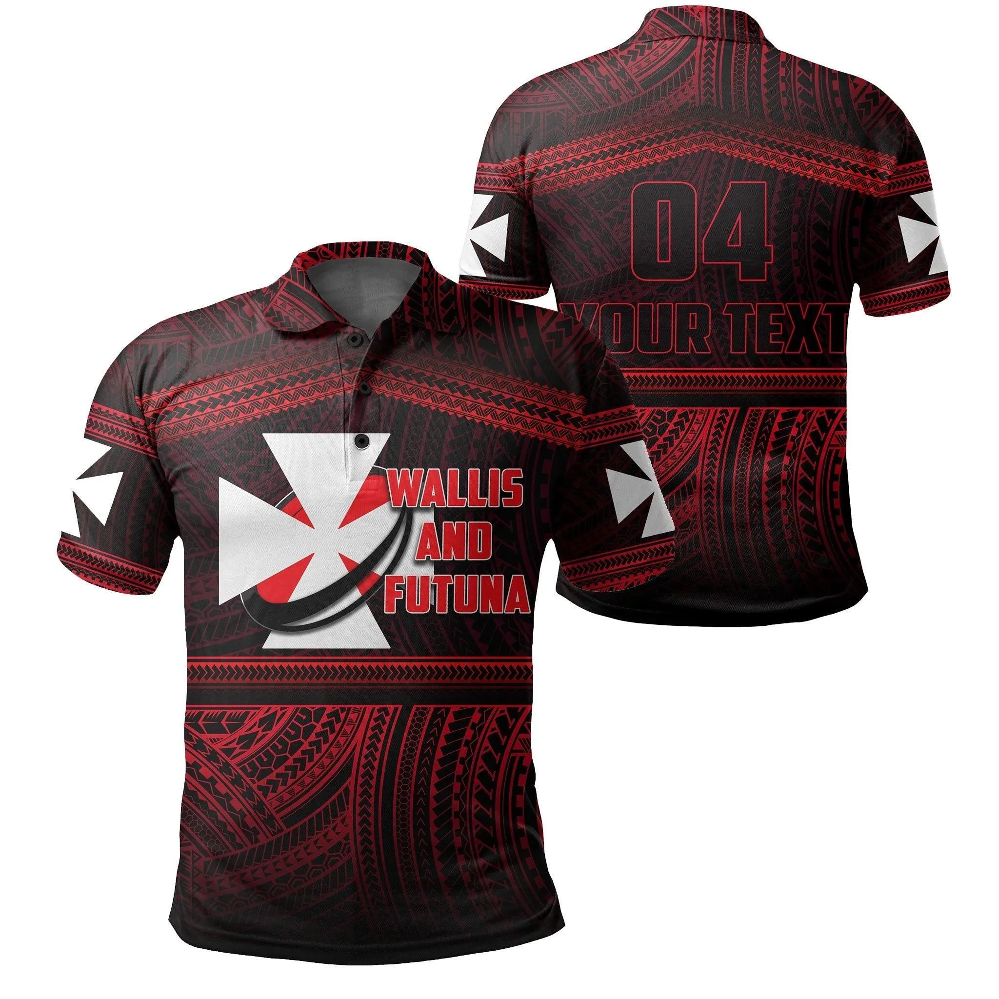 (Custom Personalised) Wallis and Futuna Rugby Polynesian Patterns Polo Shirt