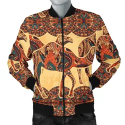 Camel Polynesian Tribal Design Pattern MenS Bomber Jacket