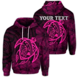 Alohawaii Hoodie - (Personalised) Hawaiian Map Turtle Kanaka Hibiscus Polynesian Hoodie - Pink - AH - J4R