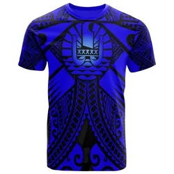Tahiti T shirts - Blue Seal with Polynesian Tattoo