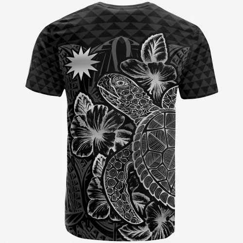 Vibe Hoodie Nauru T shirt - Nauru Flag Turtle Hibiscus Black