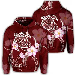 Hawaiian Map Plumeria Turtle Swim Polynesian Hoodie