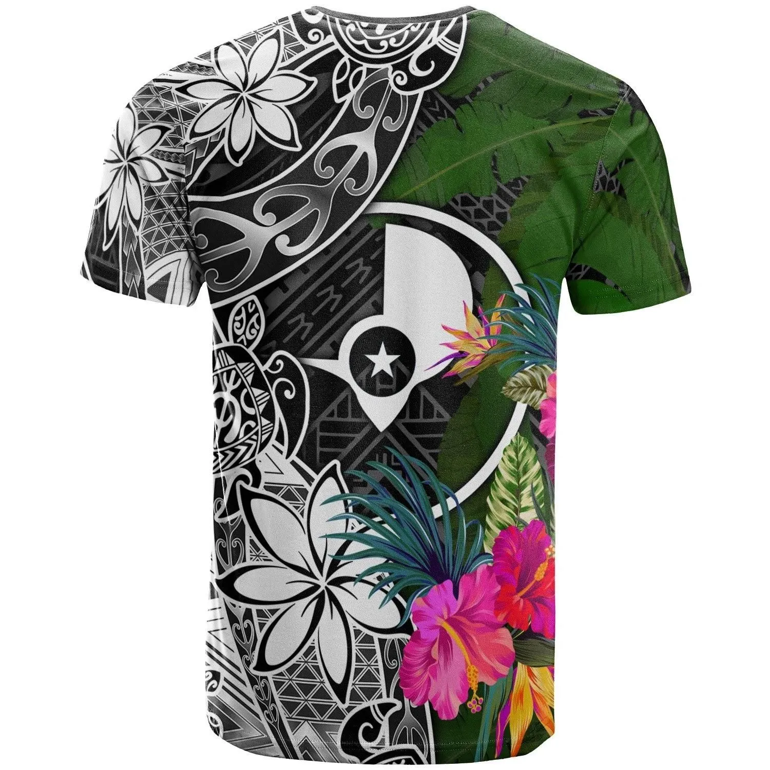 Yap Custom Personalised T-Shirt - Turtle Plumeria Banana Leaf - BN11