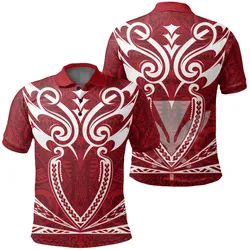 Hawaii Kanaka Polynesian Football Jersey Polo Shirt - Red - Bernice - AH