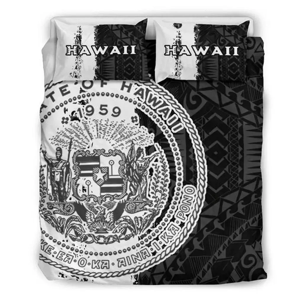 FamilyGater Home Set - Hawaiian Flag Coat Of Arm Polynesian Bedding Set - Mystic J4