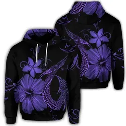 Alohawaii Hoodie - Hawaiian Fish Hook Hibiscus Plumeria Polynesian Hoodie - Purple - AH - J4R