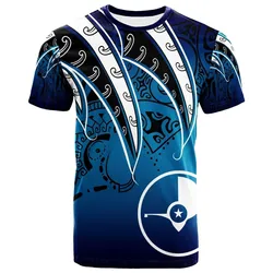 Yap T shirt - Tropical Leaf Blue Gradient Style
