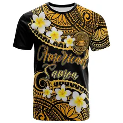 American Samoa Custom Personalised T-Shirt - Plumeria Polynesian Vibe Gold