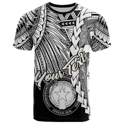 Northern Mariana Islands Polynesian Custom Personalised T-Shirt - Tribal Wave Tattoo White - BN12