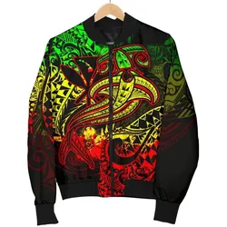 Hawaii Polynesian Bomber Jacket - Kanaka Maoli Reggae Shark Polynesian Tattoo