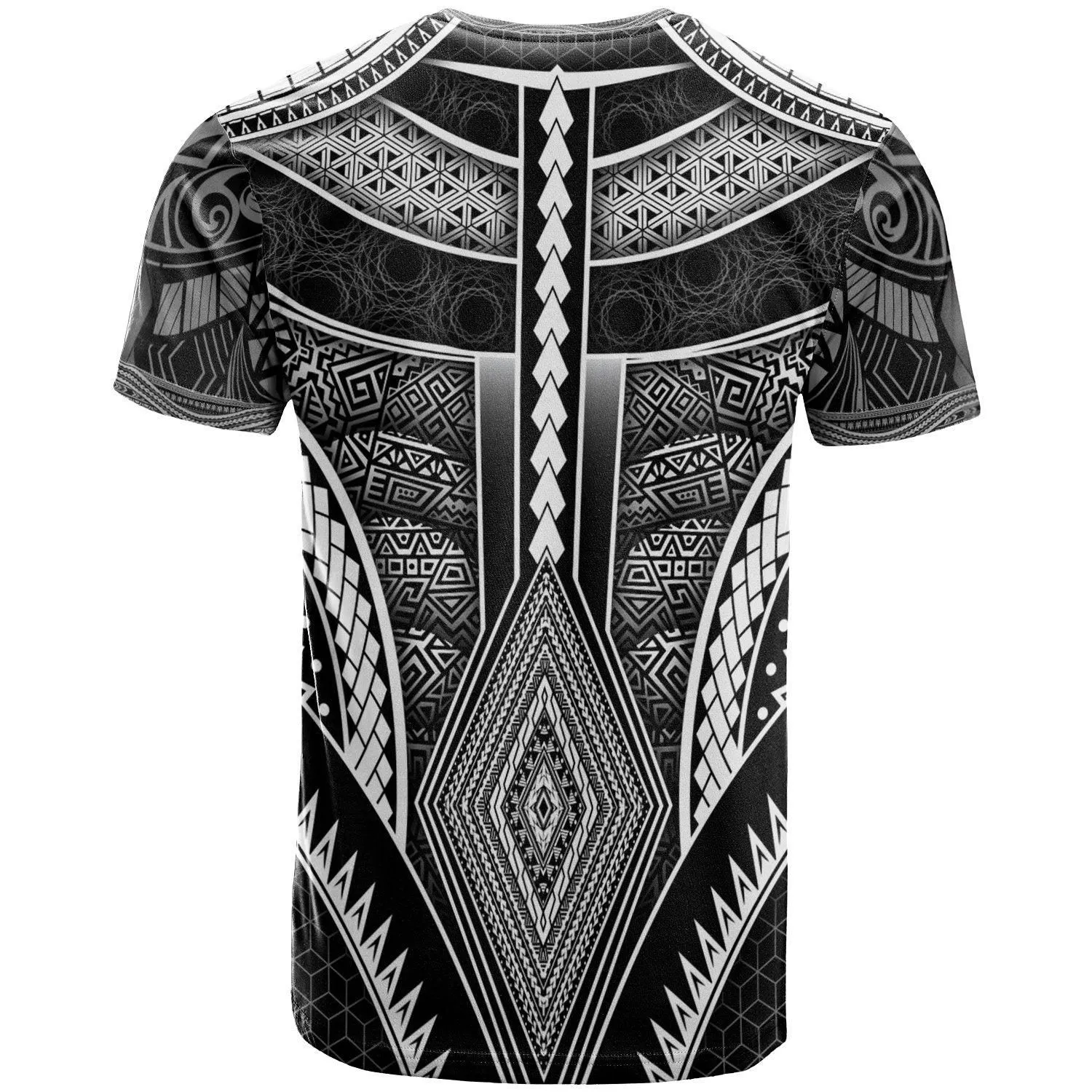 Polynesian T-Shirts - American Samoa Coat Of Arm With Poly Patterns