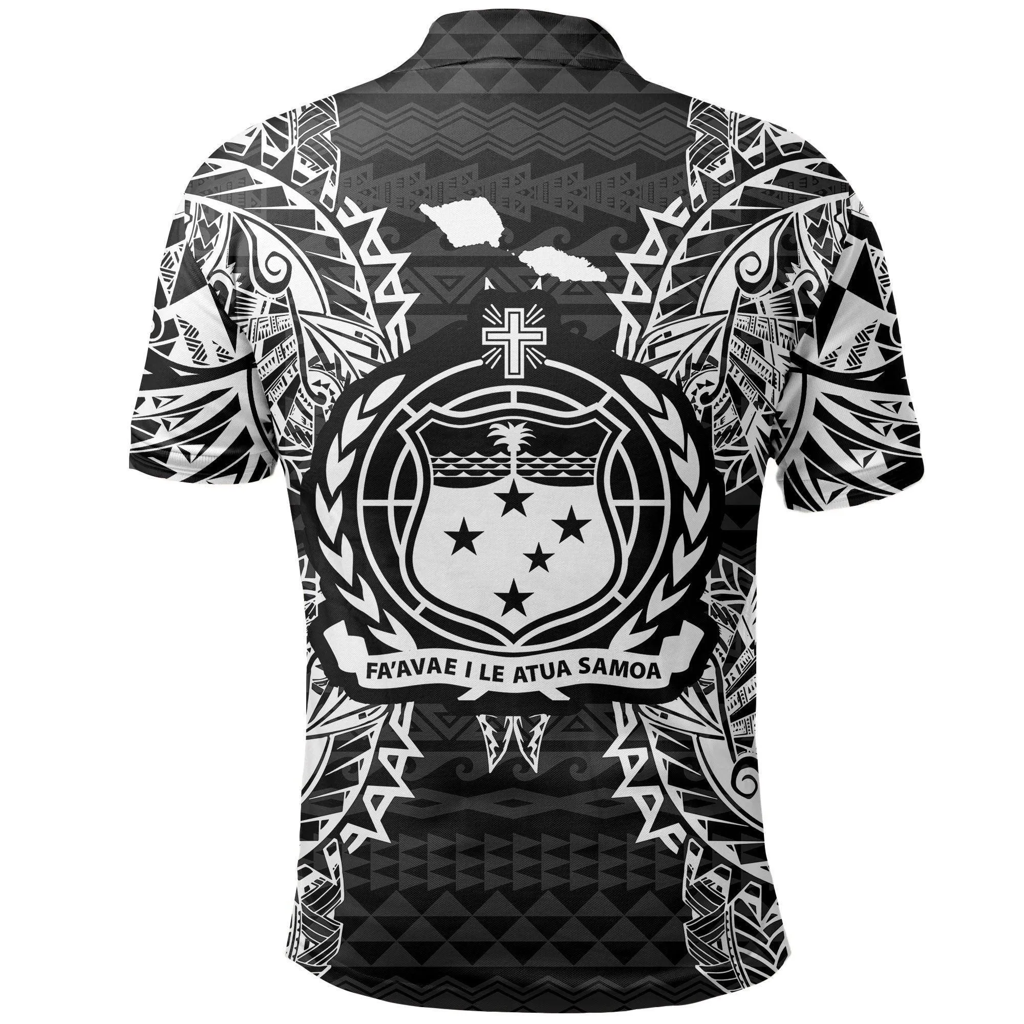 Samoa Polo Shirt - Samoa Coat Of Arms Map Polynesian Tattoo Black
