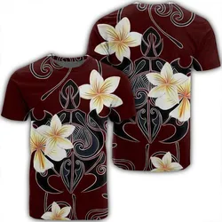 Hawaiian Turtle Plumeria Polynesian T-Shirt Red - AH