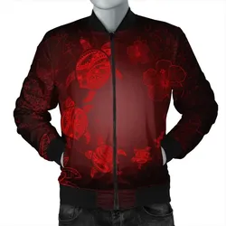 Alohawaii Jacket - Hawaiian Plumeria Hibiscus Turtle Under Sea Polynesian Bomber Jacket Red AH - J7R