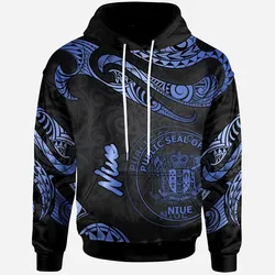 Niue Polynesian Hoodie - Poly Tattoo Blue Version