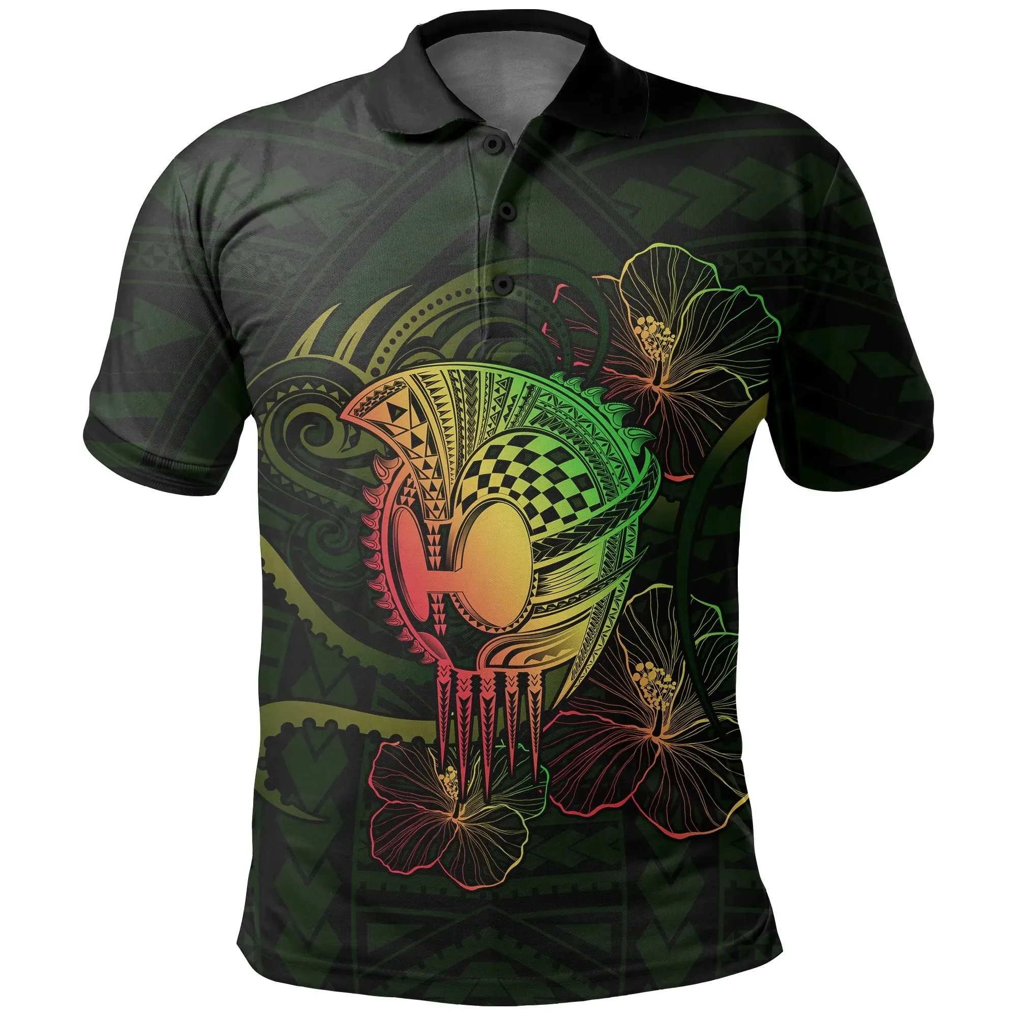 Alohawaii Shirt - Hawaii Warrior Hibiscus Polynesian Polo Shirt - Flo Style - AH - JA