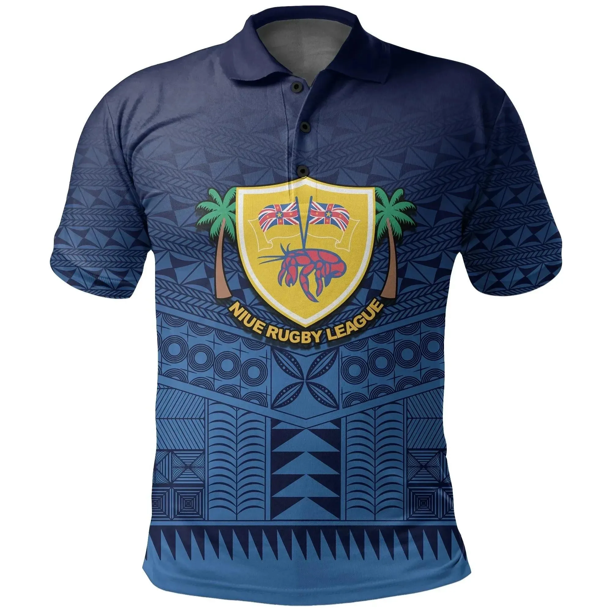 Alohawaii Shirt - Polo Shirt (Custom Text and Number) Niue Rugby Blue A7