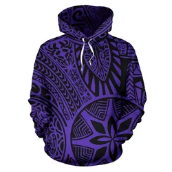 Hawaii Hoodie - Polynesian Hawaiian Style Tribal Tattoo Violet Pullover