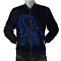 Hawaiian Map Heart Ribbon Cancer Hibiscus Blue Polynesian Bomber Jacket - AH