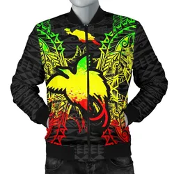 Papua New Guinea Polynesian Mens Bomber Jacket Map Reggae