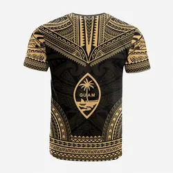Guam Custom Personalised T shirt - Guam Coat of Arms Polynesian Chief Tattoo Gold Version