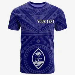 Guam Personalised T shirt - Guam Seal With Polynesian Tattoo Style (Blue)
